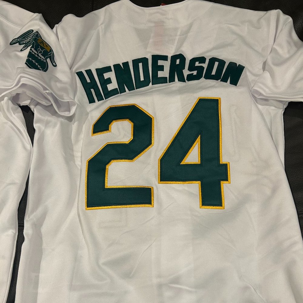 OAKLAND A's RICKEY HENDERSON Men's JERSEY M,L,XL,or 2XL By Mitchell & Ness NWT - Picture 4 of 8